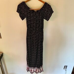 Bleuh Ciel Black and White Floral Midi Dress